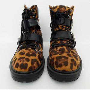 Daelyn Chunky Leopard Print Combat Boots